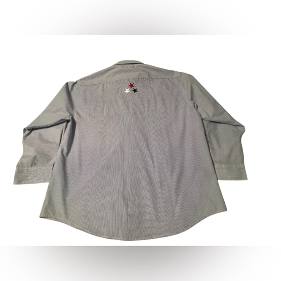 VTG PTNY Women’s size Large Button Down Long Sleeve Blue & White Striped Stars - Picture 6 of 11